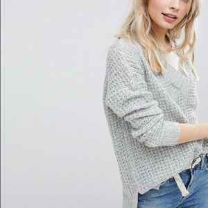 Hollister grey oversized waffle knit sweater